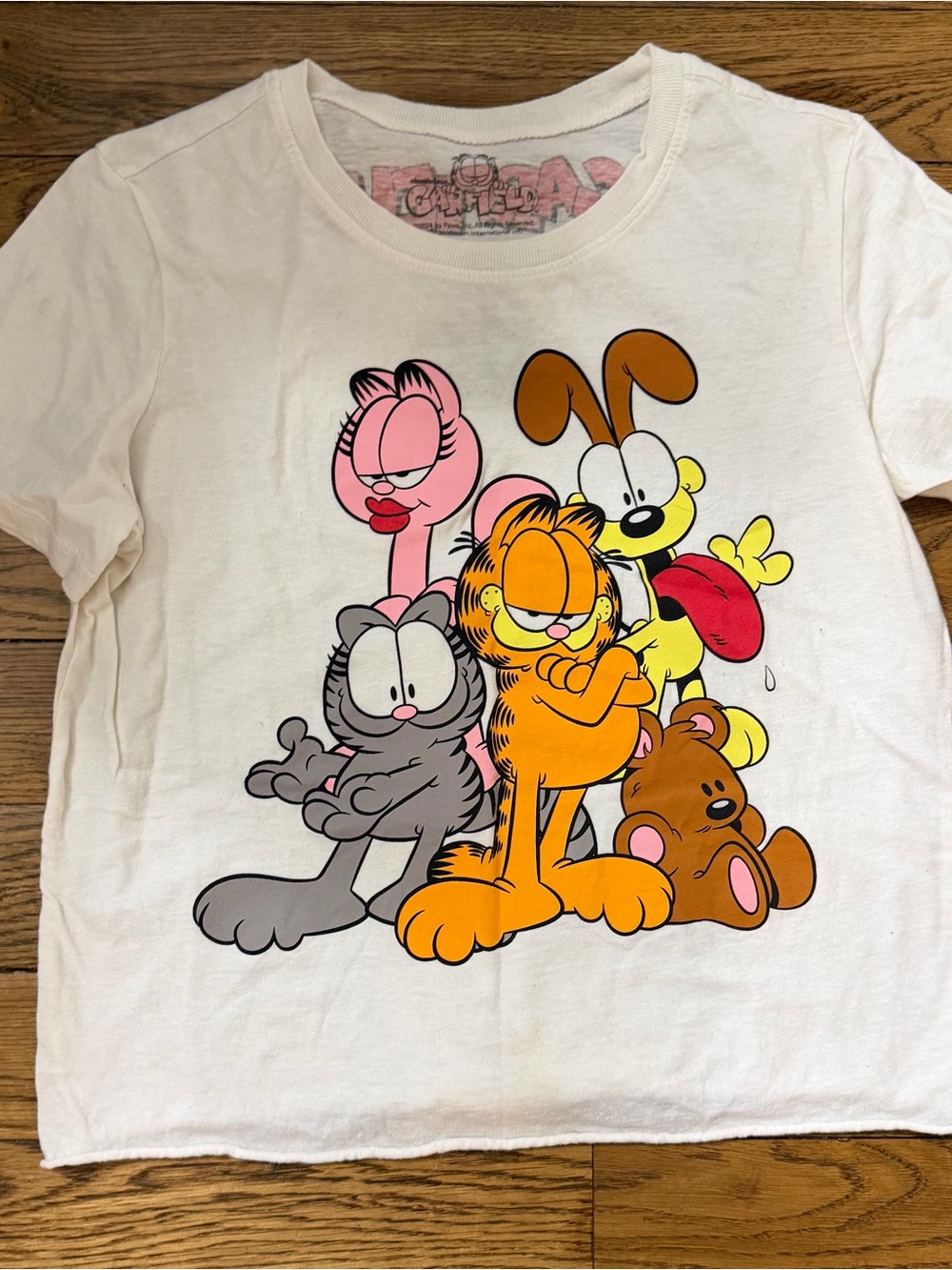 Nickelodeon White Short Sleeve Tee with Garfield & Friends Cartoon